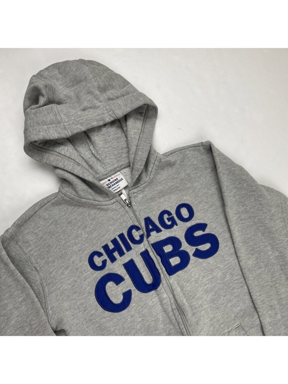 Chicago Cubs Full Zip Hoodie Youth L Gray Hooded Jacket MLB Genuine Merchandise